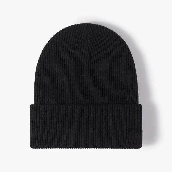 2/$30 Unisex New Black Ribbed Knit Cuffed Winter Fall Beanie Hat Cap Men Women - Picture 4 of 8